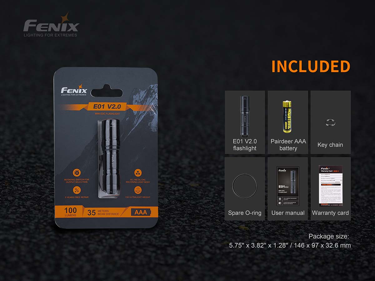 fenix e01 aaa flashlight included