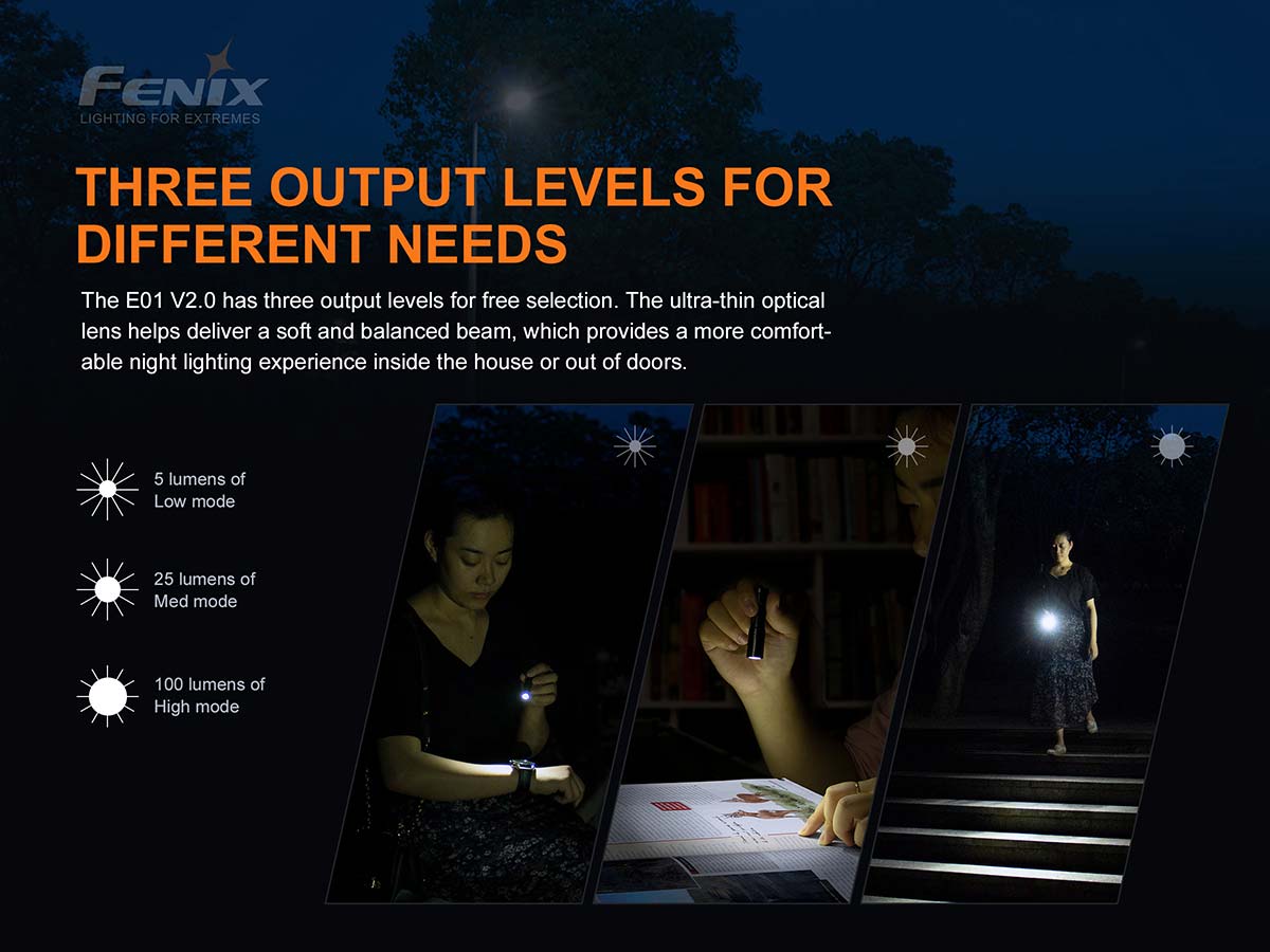 fenix e01 aaa flashlight levels