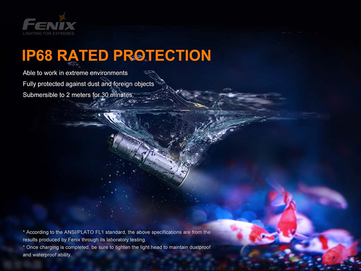 fenix e02r rechargeable edc flashlight waterproof