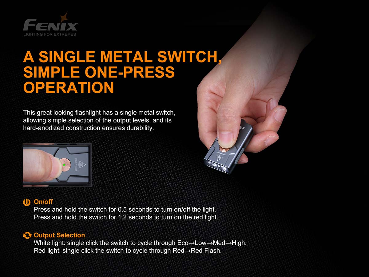 Fenix E03R keychain flashlight size
