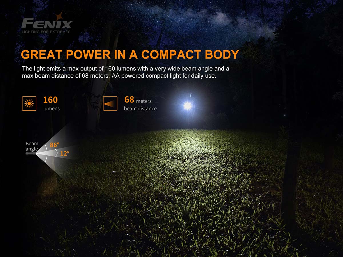 fenix E12 v2 AA flashlight beam