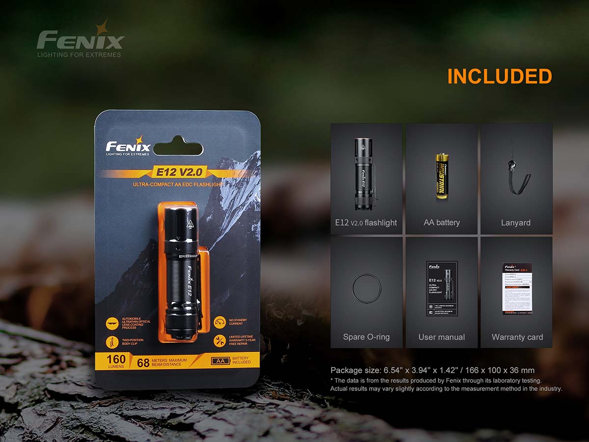 fenix E12 v2 AA flashlight included