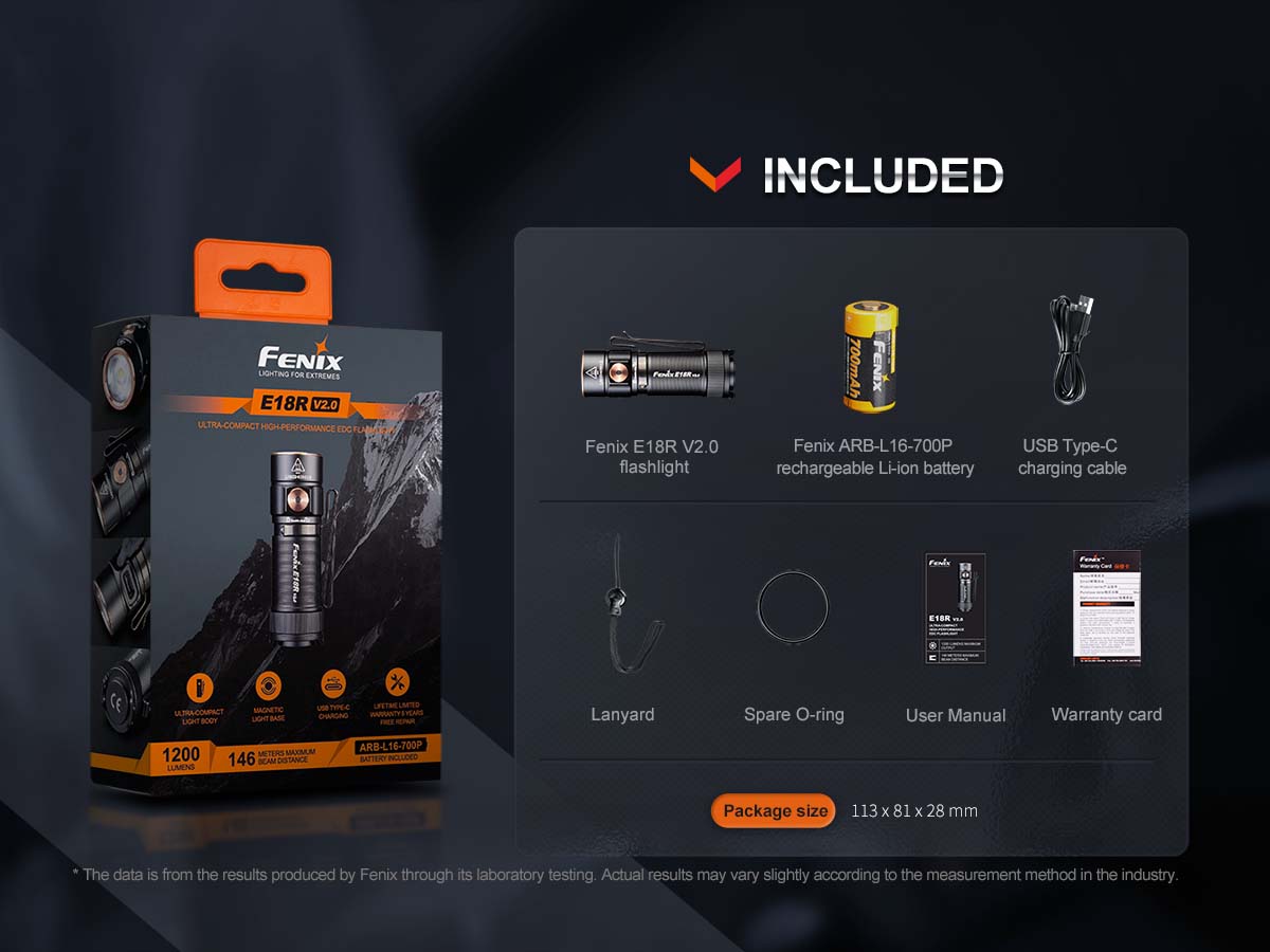 fenix e18r v2.0 rechargeable edc flashlight Fenix E18R V2.0 Rechargeable EDC Flashlight