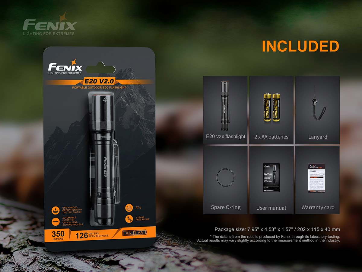 fenix e20 v2 aa flashlight included