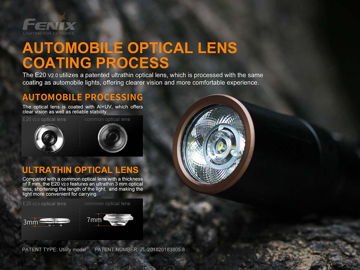 fenix e20 aa flashlight lens