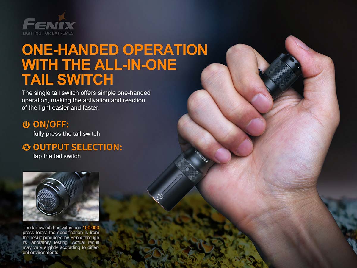 fenix e20 aa flashlight switch