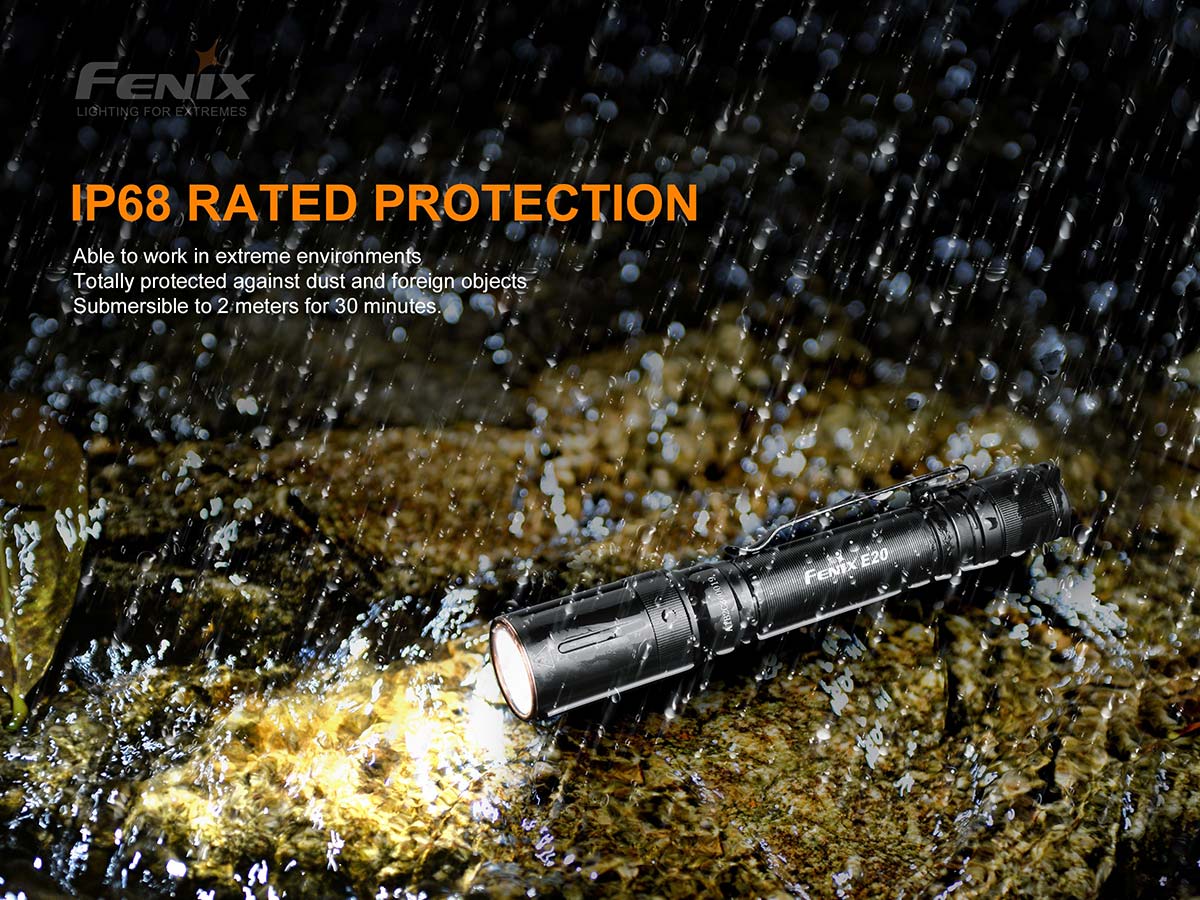 fenix e20 v2 aa flashlight waterproof