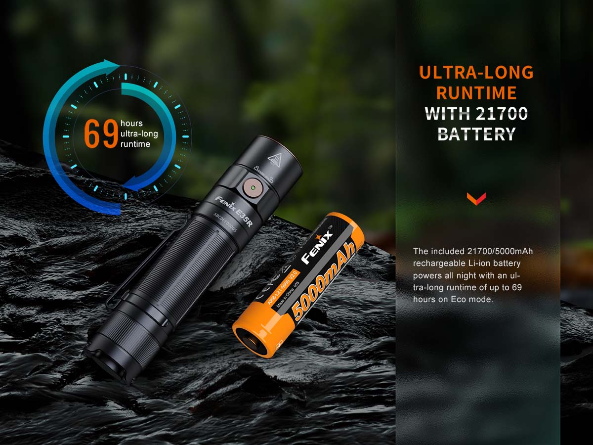 Fenix E35R Rechargeable EDC Flashlight battery