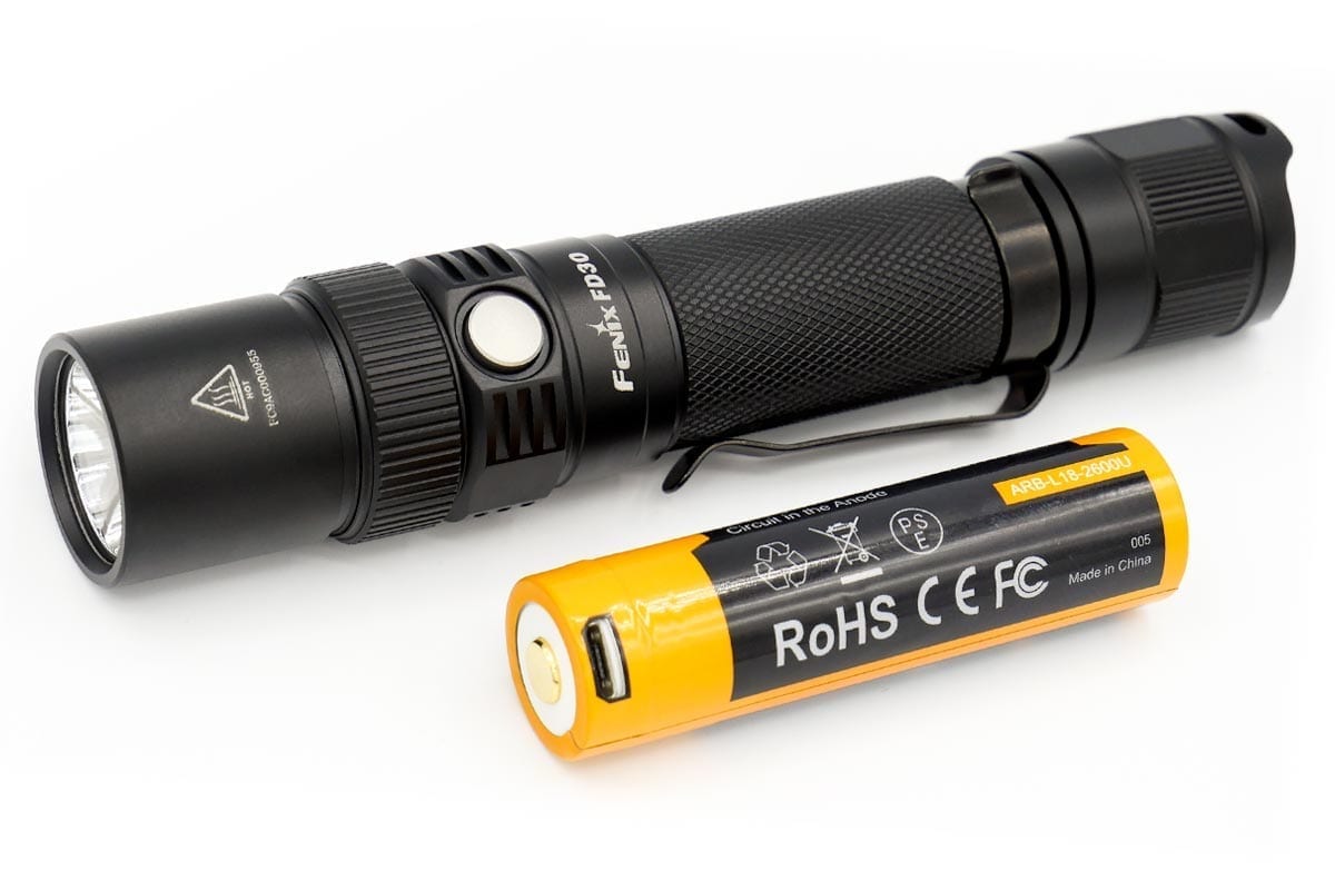 FD30 focus beam flashlight usb rechargeable battery