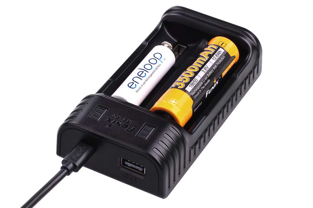 fenix are-x2 battery charger with batteries