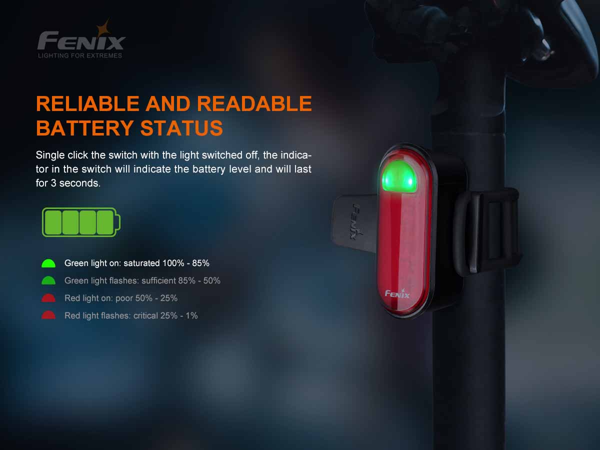 Fenix BC05RV2 Bike Tail Light battery level