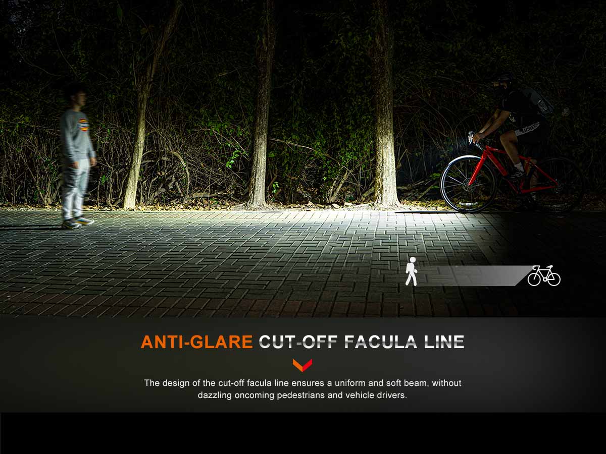 fenix bc15r rechargeable bike light facula cut-off line