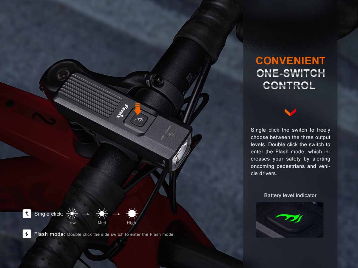 fenix bc15r rechargeable bike light single switch operation