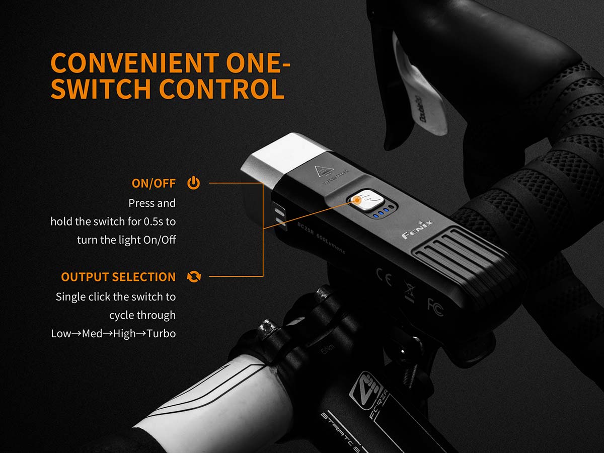 Fenix BC25R Bike Light switches