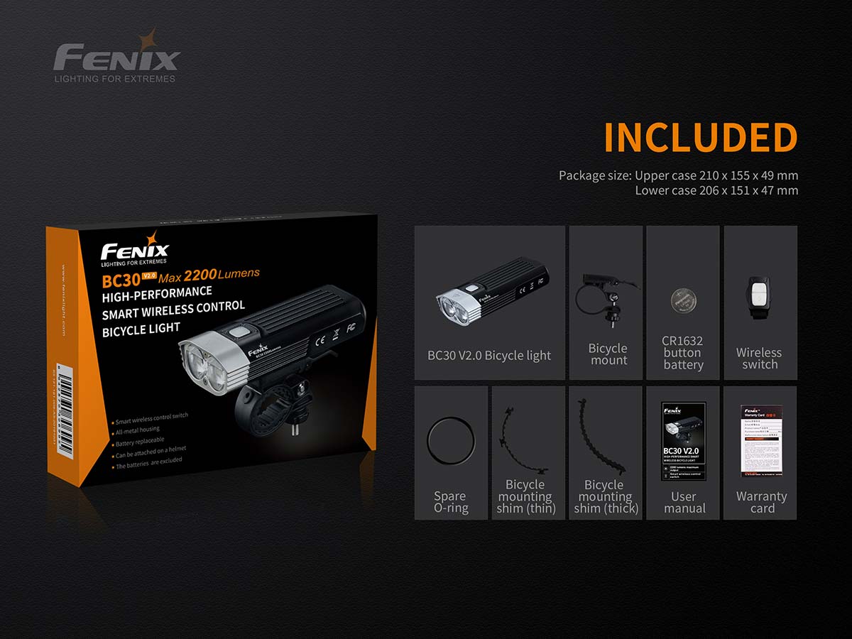 Fenix BC30v2.0 bike light included