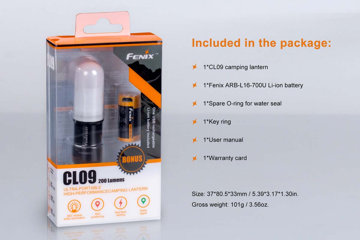 Fenix CL09 Lantern included items