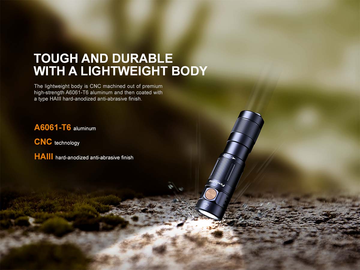 fenix e09r rechargeable edc flashlight aluminum