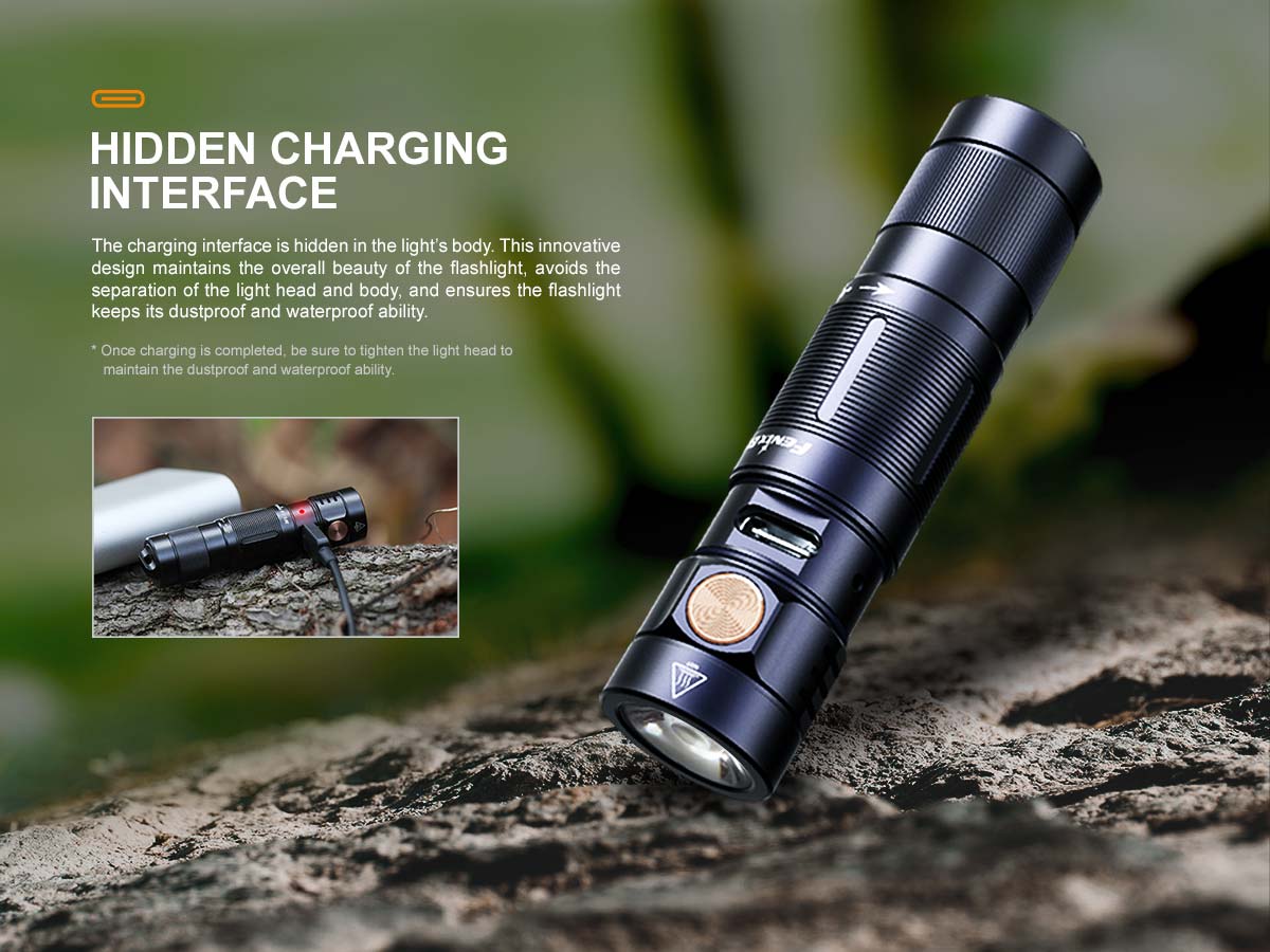 fenix e02r rechargeable edc flashlight Fenix E09R Rechargeable EDC Flashlight 600 Lumen