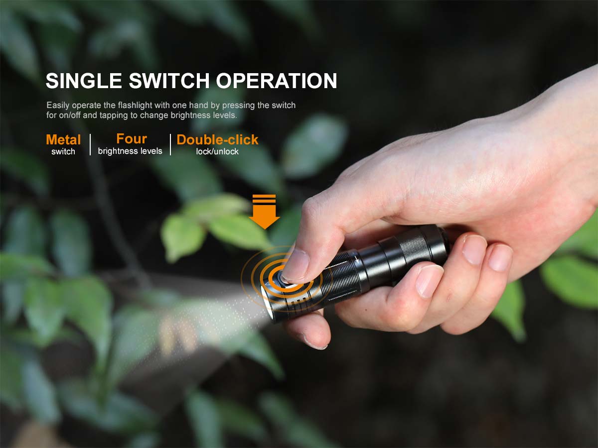 fenix e09r rechargeable edc flashlight switch