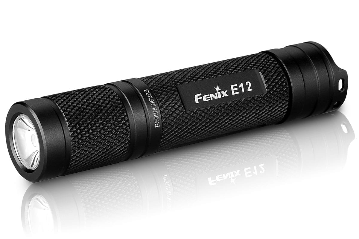 The Fenix E12 Flashlight turns small size into go-anywhere, functional lighting. A single AA battery kicks out 130 lumens and 289ft reach. Tailcap switching controls all functions of this 90mm-long light.