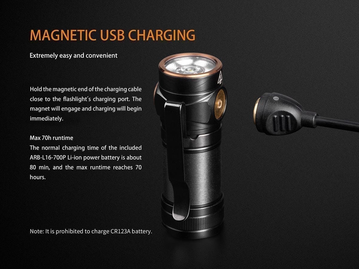 fenix e18r edc rechargeable flashlight usb magnetic cable