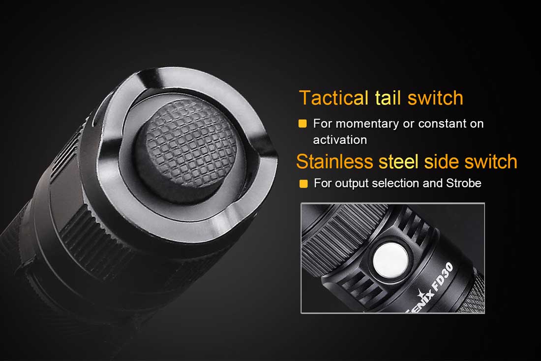 fenix fd30 focusable flashlight tactical tail switch