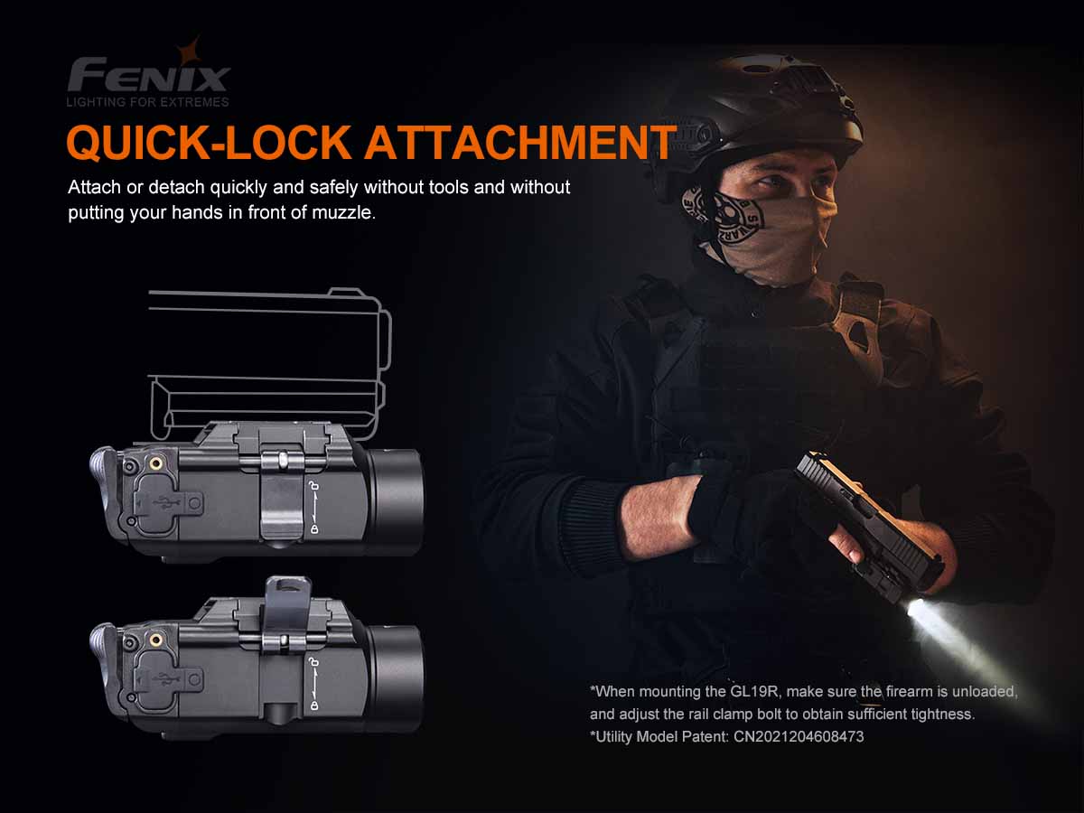 fenix gl19r weapon light quick-lock