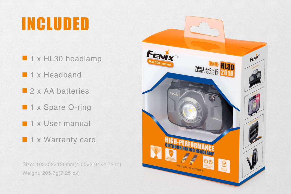 fenix hl30 headlamp included