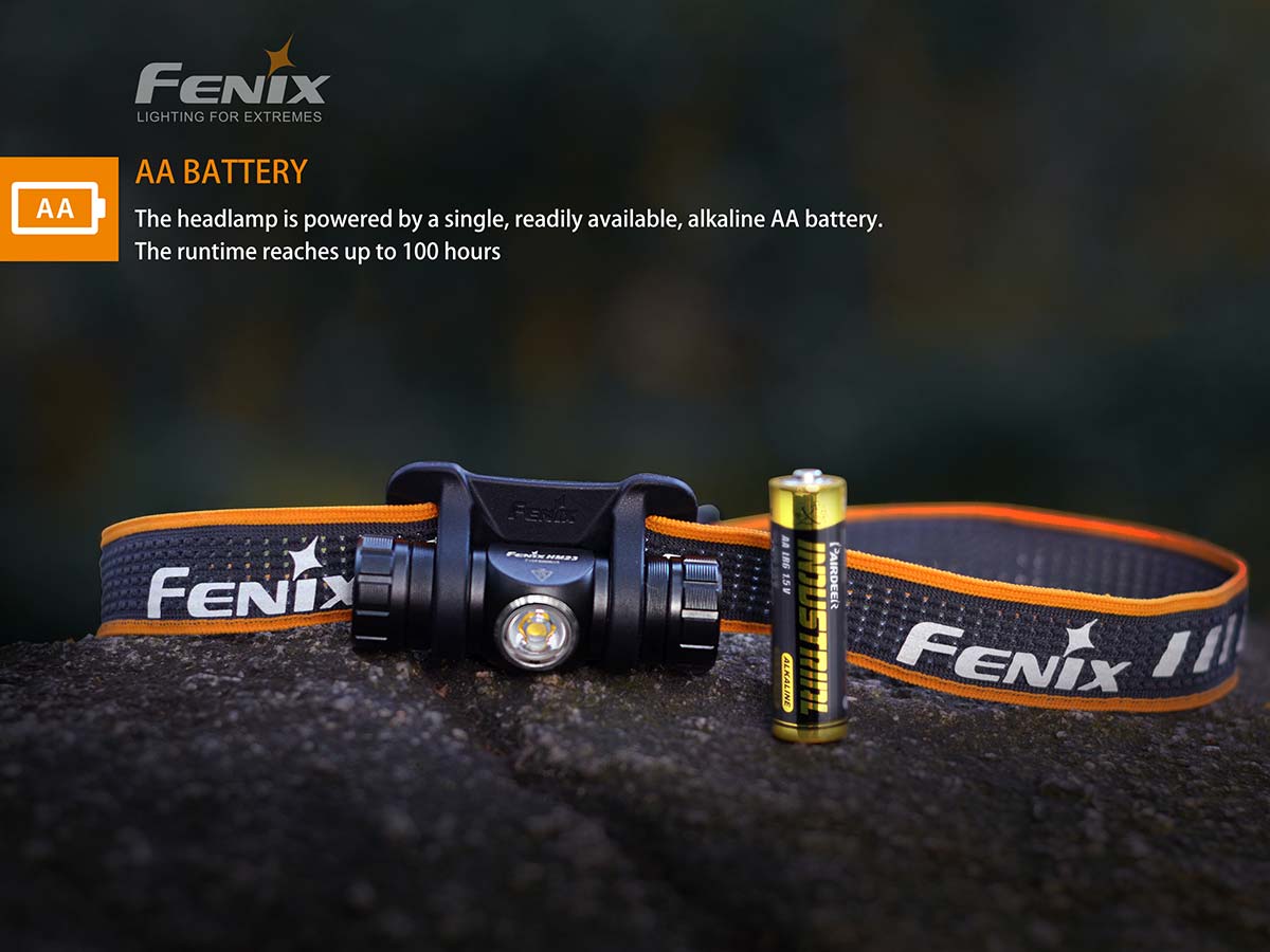 fenix hm23 headlamp aa battery