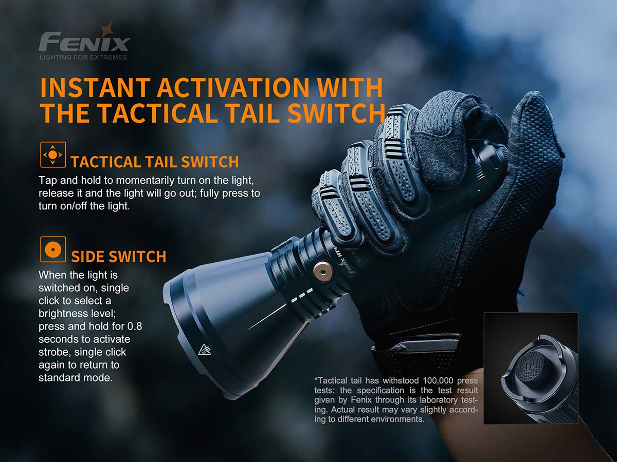 Fenix HT18 Flashlight switches