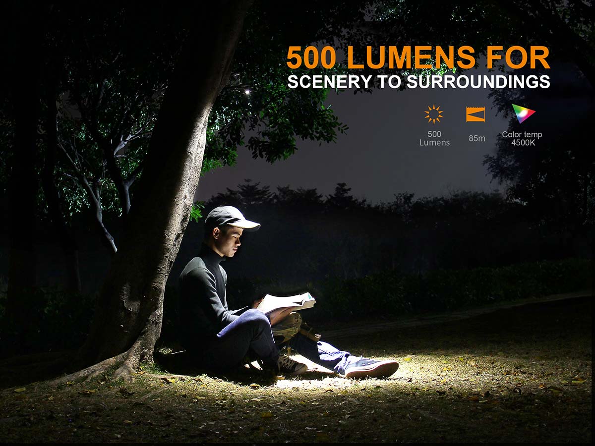 fenix ld15r rechargeable flashlight beam 500 lumens