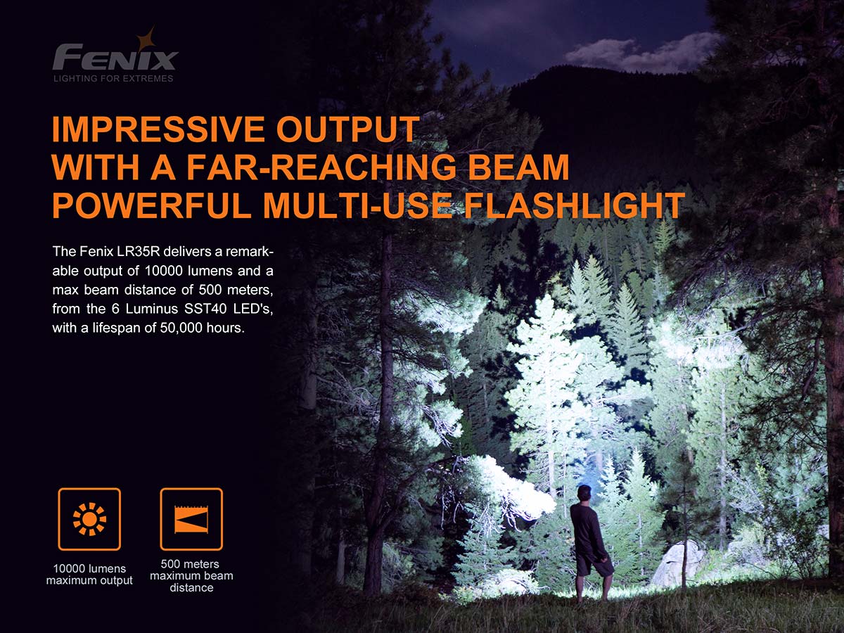 fenix 9000 lumen flashlight Fenix LR35R Rechargeable Flashlight