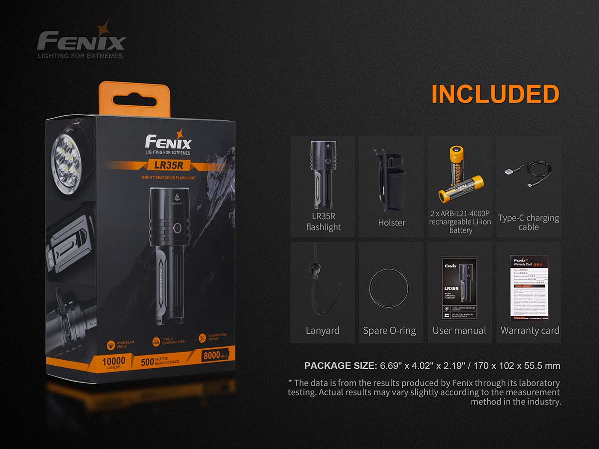 Fenix LR35R flashlight included