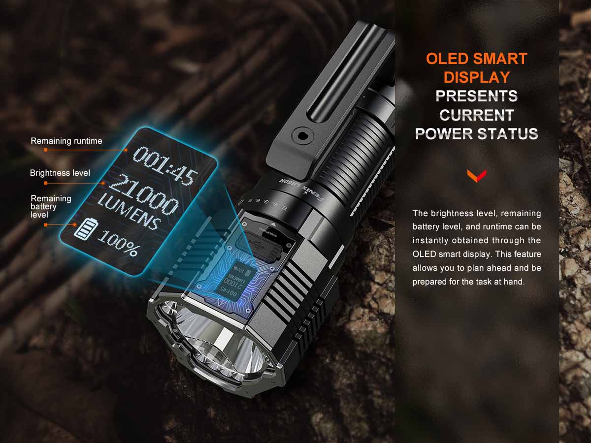 fenix lr60r search flashlight oled display