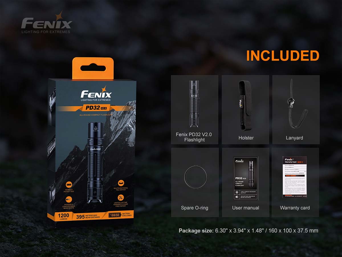fenix pd32 flashlight included