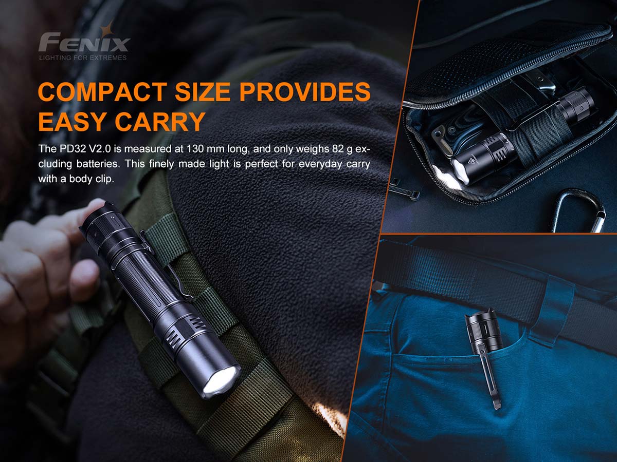 fenix pd32 flashlight compact size