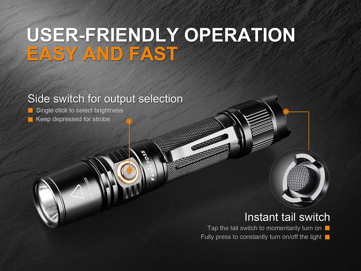 Fenix PD35 V2.0 LED Flashlight - 1000 Lumen - Waterproof Flashlight