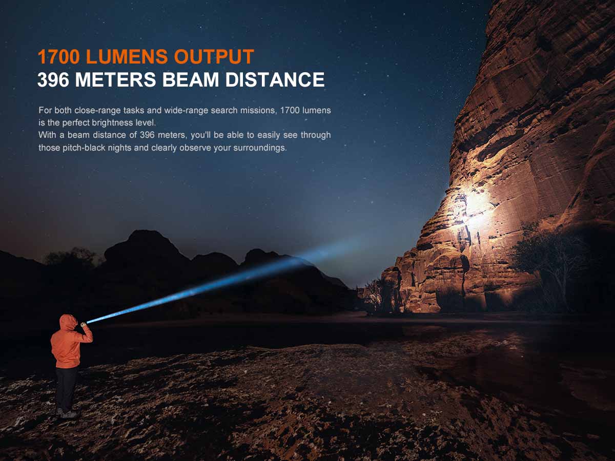fenix pd36r v2.0 rechargeable flashlight 1700 lumens