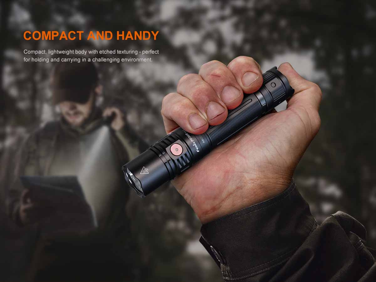 fenix pd36r v2.0 rechargeable flashlight compact size
