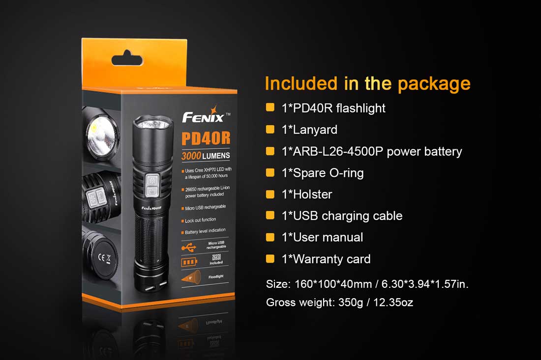 fenix 26650 flashlight Fenix PD40R Rechargeable Flashlight - DISCONTINUED