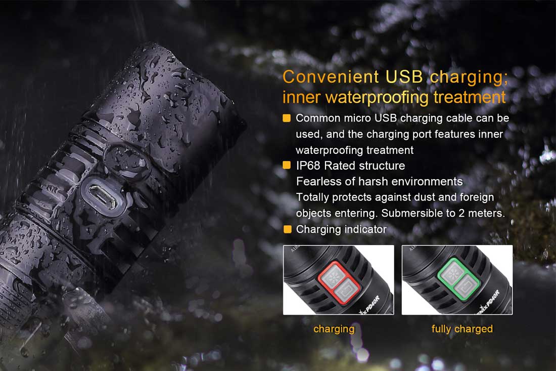 fenix pd40r rechargeable flashlight usb waterproof