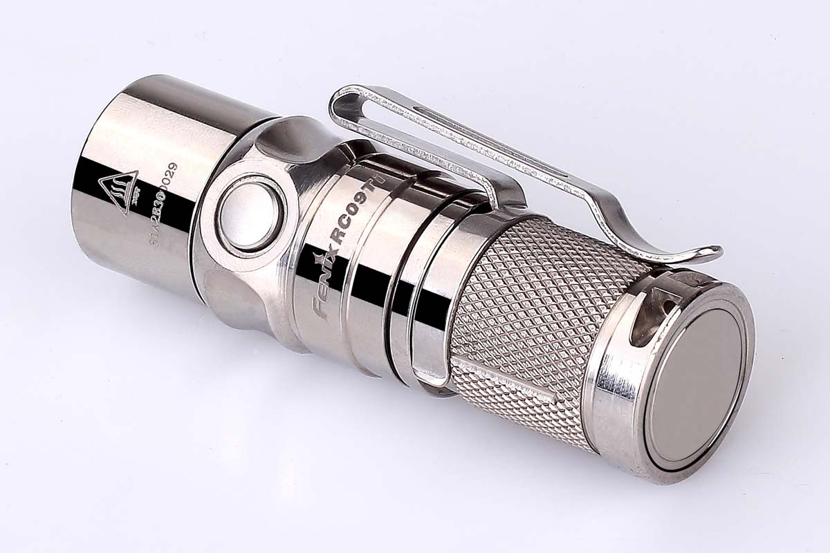 Fenix RC09Ti Rechargeable Titanium Flashlight back