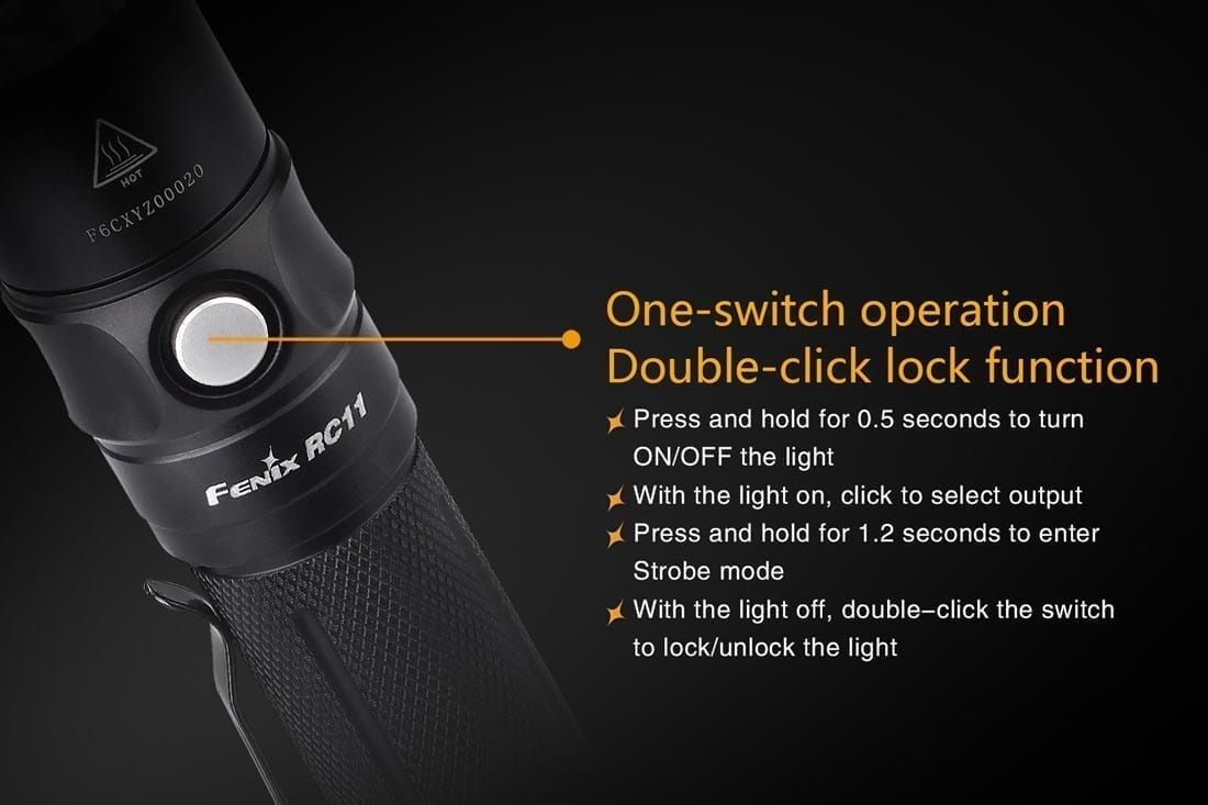 fenix rc11 rechargeable flashlight switch