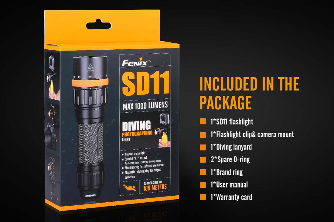 Fenix SD11 Diving Photography Flashlight package