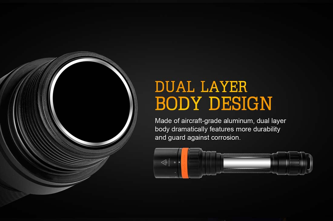 fenix sd20 diving flashlight dual layer body