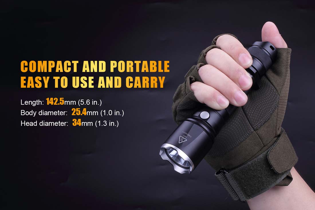 fenix tk15UE tactical flashlight compact size