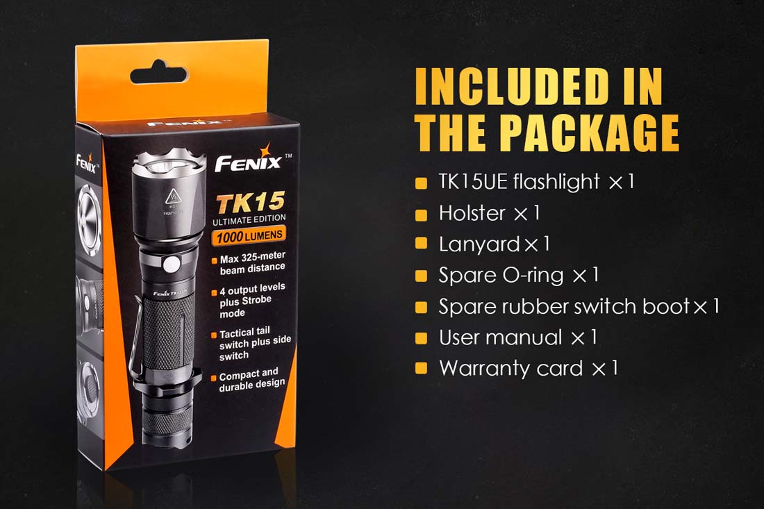 fenix tk15UE tactical flashlight included items