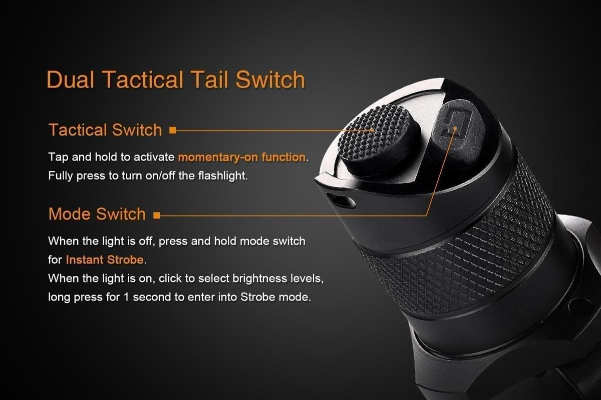 Fenix TK16 Flashlight Tatical Tail Switch
