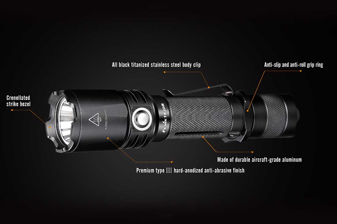 fenix tk20 rechargeable flashlight features