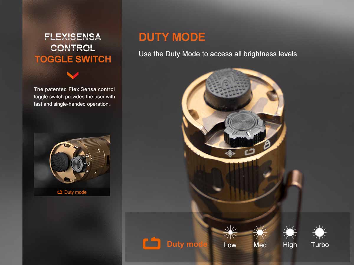 fenix tk20rue rechargeable flashlight duty mode